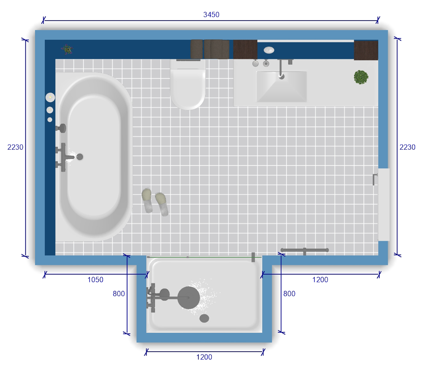 PAA vannu plānošanas viens no posmiem - produktu izvietošana pēc klienta dotajiem telpas izmēriem