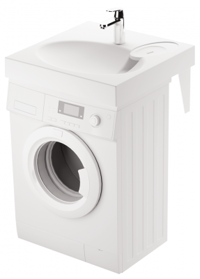 Paa Akmens masas izlietne Claro 600x600mm uz veļas mašīnas
