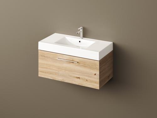 Lieliska mēbele vannas istabai Long Step Comfort 1000x450, mēbele zem izlietnes, lamināts (ozols - Natural Hamilton Oak H3303 ST10)