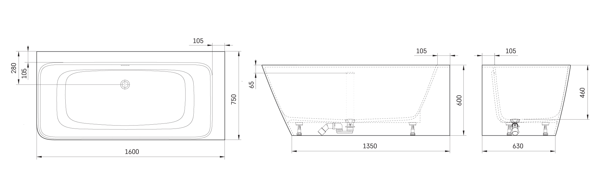 Quadro Corner A Graphite rasējums